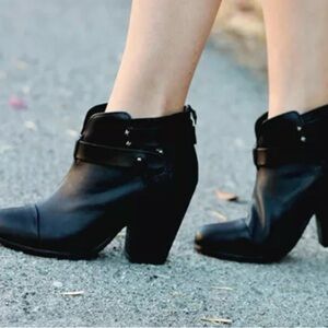 Rag & Bone Harrow Ankle Black Leather Booties Size 37 (US 6 ) $495